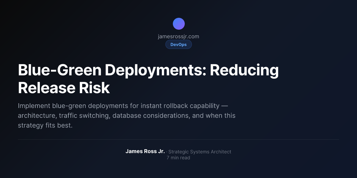 Blue-Green Deployments: Reducing Release Risk | James Ross Jr.