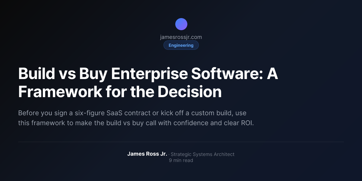 Build vs Buy Enterprise Software: A Framework for the Decision | James ...