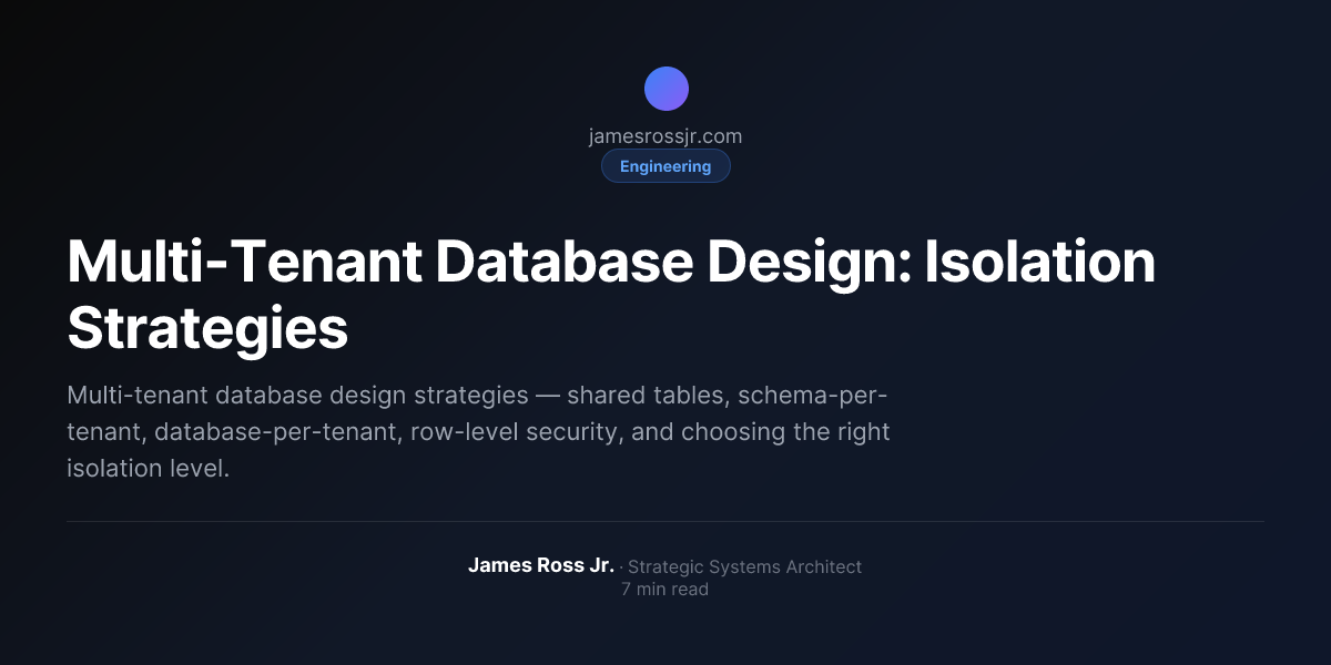 Multi-Tenant Database Design: Isolation Strategies | James Ross Jr.
