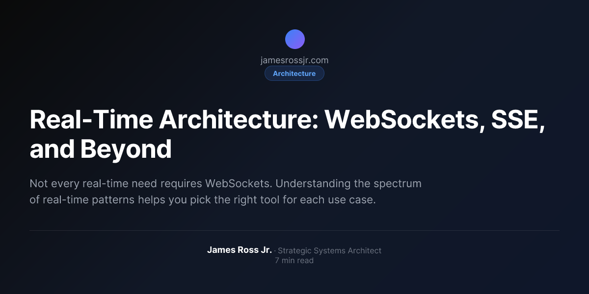 Real-Time Architecture: WebSockets, SSE, and Beyond | James Ross Jr.