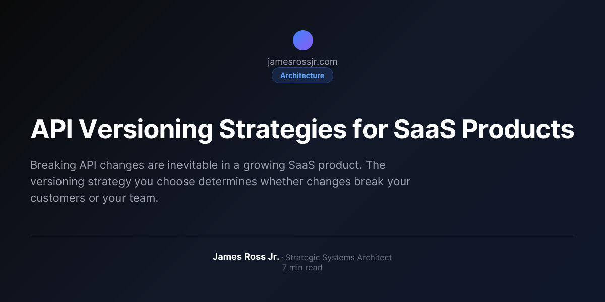 API Versioning Strategies for SaaS Products | James Ross Jr.