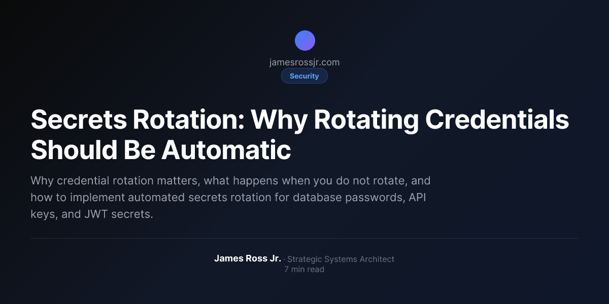 Secrets Rotation Secrets Rotation: Why Rotating Credentials Should Be Automatic | James ...