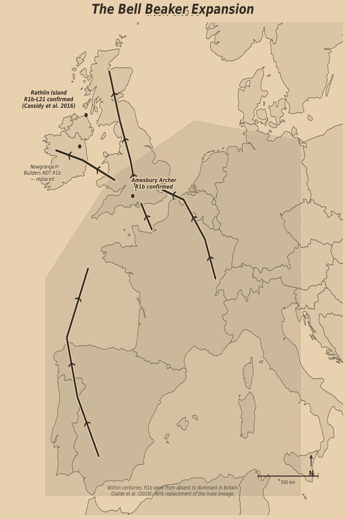 Bell Beaker expansion routes into Britain and Ireland, c. 2800–1800 BC