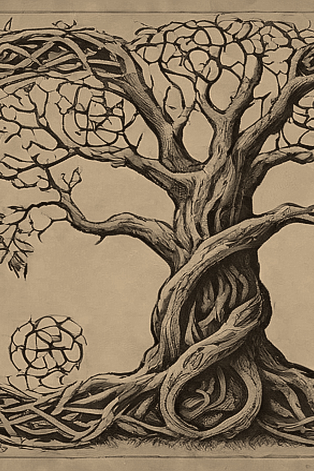 Tree of life — the DNA chain as roots and branches